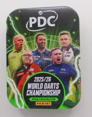 Pegatinas Panini PDC Campeonato Mundial de Dardos 2025/26 Lata de Coleccionista - SIN CAJA Foto 1 de 3