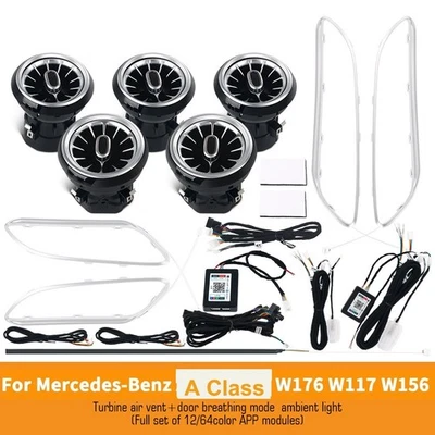 Luz ambiental LED de ventilación de aire control APP para Mercedes-Benz CLA250 W117 256 colores Foto 1 de 4