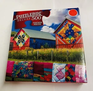 New Quilt Farm Painting 500 Pieces Puzzle 20" x 12" Puzzlebug - Picture 1 of 10