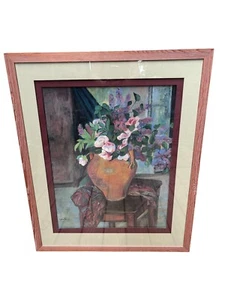 Still Life Flower Bouquet Clay Vase Repro Oil On Canvas By Suzanne Valadon 1929 - Picture 1 of 10