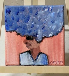 Trim....Original Signed Outsider Punk Folk Art Painting WEBB 5x5 - Picture 1 of 1