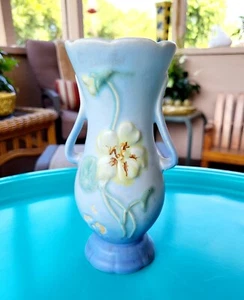 Weller Pottery Vase Blue with Yellow Flowers - Picture 1 of 6