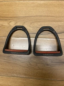 4” Childs Shires Compositi Lightweight Black Plastic Stirrups Red Treads - Picture 1 of 7