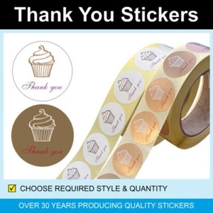 35mm Circular Thank You Stickers Cupcake - Foto 1 di 3