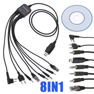 8 in1 USB Programming Cable Writing Cord For Motorola ICOM Kenwood Baofeng YAESU - Picture 1 of 20
