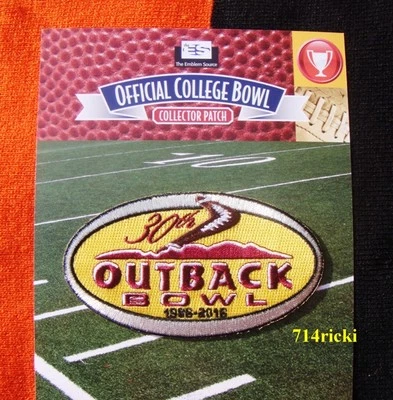 Parche de coleccionista Outback Bowl 2016 30 aniversario Tennessee vs Northwestern Foto 1 de 2