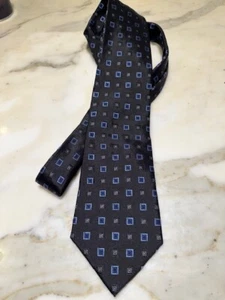 YVES SAINT LAURENT MENS TIE- Black with Geometric Pattern - Picture 1 of 4