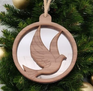 Peace Dove Christmas Decoration - Wood and Mirror Options - Picture 1 of 7