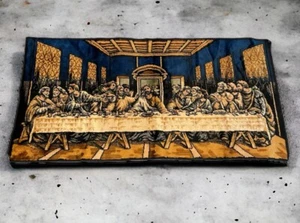 Vintage The Last Supper Tapestry 20 X 39 Bound Rug Jesus Religious Wall Hanging - Picture 1 of 10