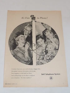 1947 BELL PHONE SYSTEMS "È divertente telefonare" pagina intera pubblicità stampa bianco e nero - Foto 1 di 3