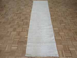 2'8 x 9'8 Runner Hand Knotted Washed Out Ivory Fine Peshawar Oriental Rug G7325 - Picture 1 of 9