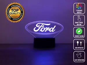 Lámpara de mesa táctil LED de acrílico Ford Supercar V8 3D 7 colores luz nocturna - Imagen 1 de 2