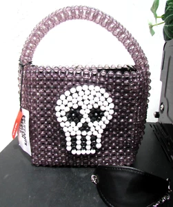Borsa con perline teschio Bouffants & Broken Hearts disegnata da Kendra Dandy nuova con etichette - Foto 1 di 7