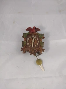 VINTAGE LUX VOGEL SCHLÜSSELAUFZUG UHR HOLZ WANDUHR UNGEPRÜFT OHNE SCHLÜSSEL - Bild 1 von 6