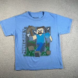 Mojang T Shirt Youth Kids Medium (8) Blue Minecraft Steve Graphic Short Sleeve