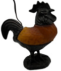 New Vintage Metal Rooster Shaped Amber Glass Shade Table / Desk  Lamp
