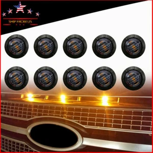 10x 12V Round Smoked Amber LED Grille Lights Universal SUV ATV DRL Fog Light - Bild 1 von 7