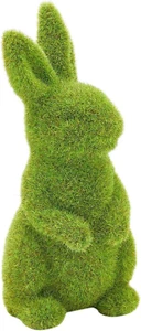 Easter Flocked Bunny Decor, 5.5 Inch Resin Moss Bunnies Spring Decor Rabbit Figu - Picture 1 of 8