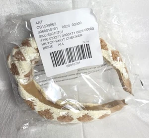 Anthropologie Top-Knot Checker Cotton Crochet Head Band - Beige & White - Picture 1 of 3