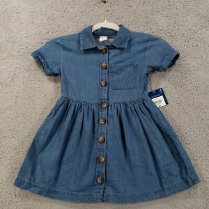 New Arizona Jean Company Denim Dress Girls 4T/5T XXS Chambray Button Up Pocket
