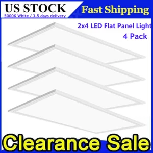 4 Pack 2X4 White 5000K Daylight Edge-Lit LED Dimmable Flat Panel Troffer Light - Picture 1 of 10