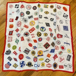 Vintage Silk Railroad Companies Logo Scarf, Vintage Railroad Logo Seidentuch - Bild 1 von 10