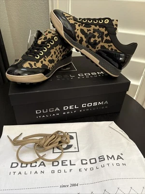 NIB Duca Del Cosma King Cheetah Black Golf Shoe Spikeless Women's size 7 - Image 1 of 4