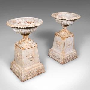 Pair of Large Antique Garden Planters, English, Cast Iron, Jardiniere, Victorian - Picture 1 of 12