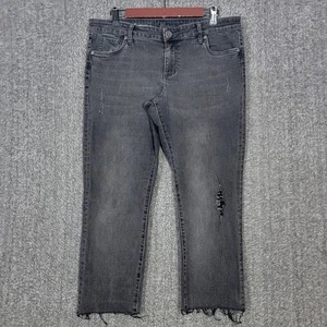 Kut from the Kloth Jeans Womens 10 Black Catherine Boyfriend Raw Hem Crop - Picture 1 of 15