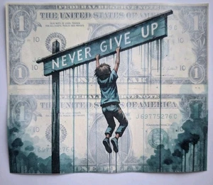 Hang In There - Real Dollar Bill Art - Stanley Millz 1/1 With COA Signed - Picture 1 of 4