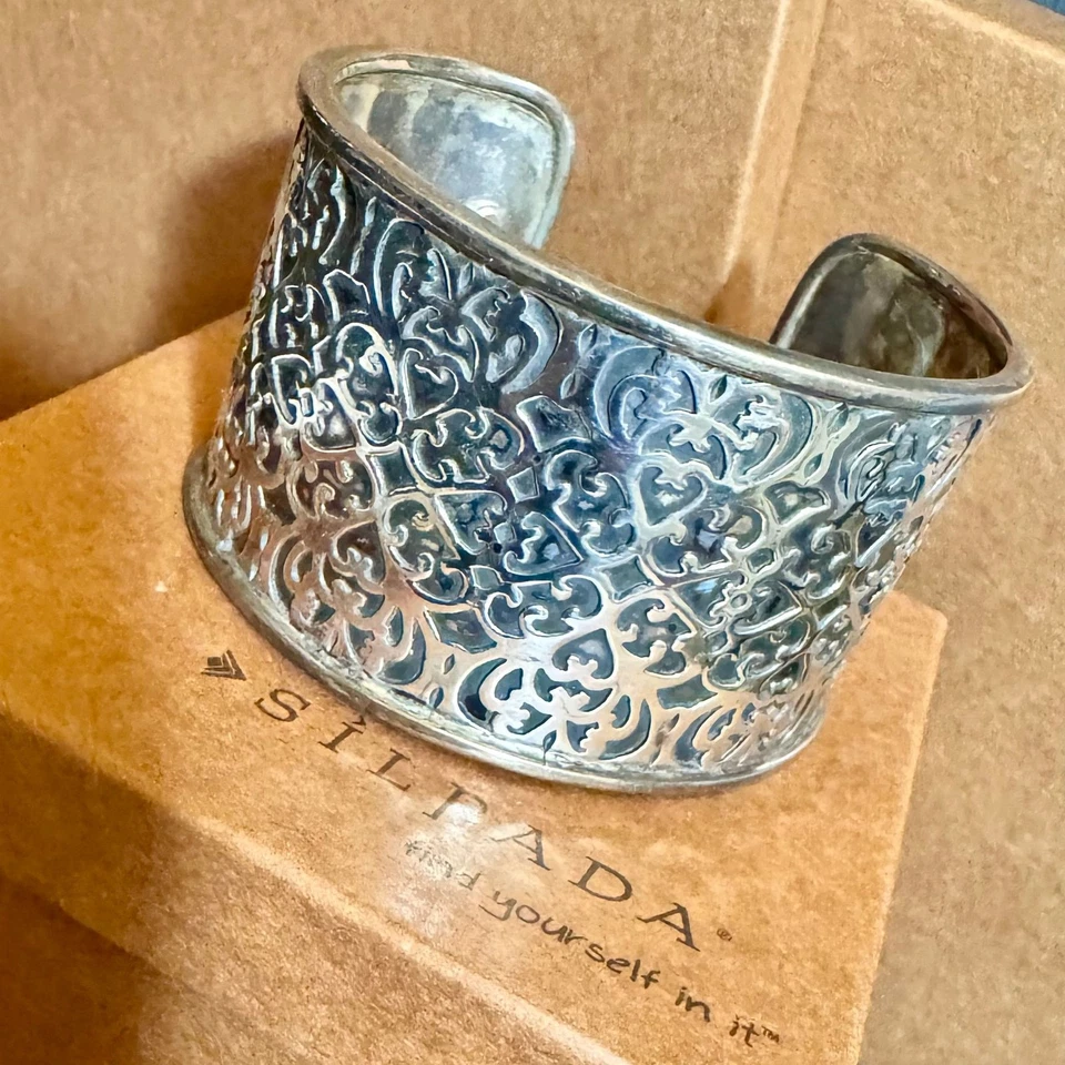 Bracelete de prata esterlina com punho largo de filigrana Silpada, B1697 - Imagem 1 de 1