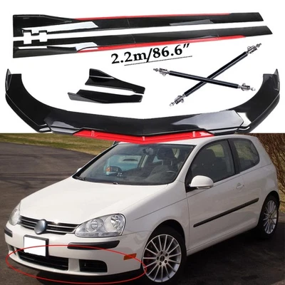 For Volkswagen Rabbit Front Bumper Lip Splitter Spoiler Gloss Black Red Body Kit — 第 1/4 张图片