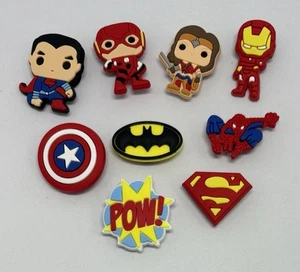 *New* Lot of 9 SUPER HERO Shoe Charms For Crocs Marvel/DC/Avengers/Etc. - Picture 1 of 12