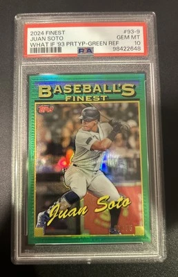 2024 Topps Finest What If 1993 Finest Prototype Juan Soto Green /75 PSA 10 - Image 1 of 2