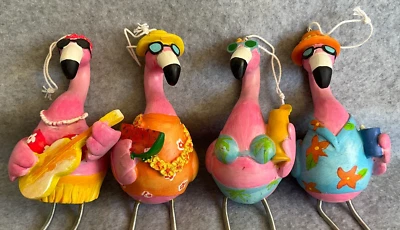 Lote/4 Estatuillas de Músico Hawaiano Tropical Flamenco Rosa Estatuas Decoración Piernas de Primavera Foto 1 de 4