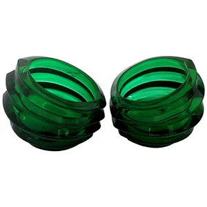 Orrefors Sweden Eko Green Crystal Bowl Candle Holder 4" Art Glass Set of 2 - Picture 1 of 24