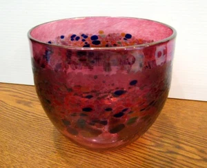 Signed Robert Held Art Glass Pink Speckled Bowl 5-1/4" tall (EZS000391) - Picture 1 of 5