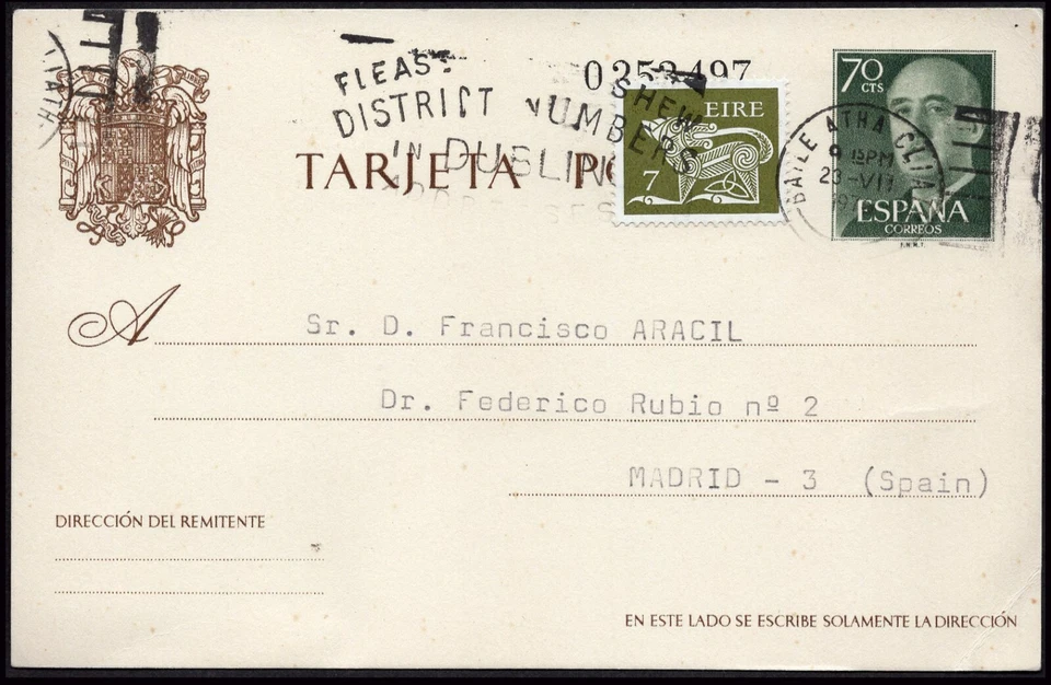 Entero Postal - Edi o 90 + Sello Irlandés - Entero usado como tarjeta postal - Imagen 1 de 1