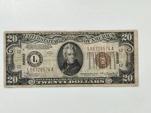 1934 A $20 Twenty Dollar Hawaii Emergency Issue San Francisco FRN Note Scarce - Picture 1 of 2