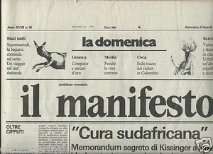QUOTIDIANO COMUNISTA IL MANIFESTO 6 MARZO 1988 PALESTINA ISRAEL GORBACIOV REAGAN - Picture 1 of 1