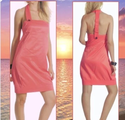 $289 Nuevo con Etiquetas Vestido Informal Miss Sixty Italia Mujer Coral Se Ajusta S Rosa Mono "MARLIE" Foto 1 de 4