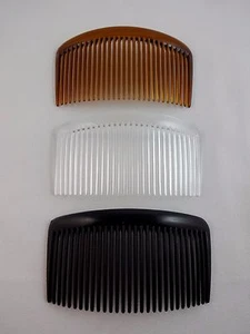 Haarkämme 3er Set Kunststoff schwarz braun klar unifarben einfarbig - Bild 1 von 4