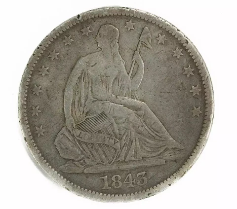 1843 O SEATED LIBERTY HALF DOLLAR 50C SILVER VF VERY FINE (6149) Cover