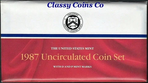 1987 P & D US Mint Set ☆☆ 10 Coins ☆☆ Envelope/COA ☆☆ Blister Packs Cover