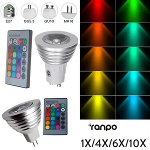 LED Spotlight With Remote Control Downlight Lights Bulbs GU5.3 Bulb 220V COB 12V - Picture 1 of 15