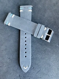 20 mm GRAU Vintage Leder Uhrenarmband Band Doppelnaht USA schneller Versand - Bild 1 von 10