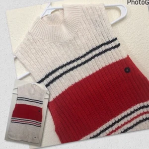ABERCROMBIE & FITCH Womens Medium Mock Neck Sleeveless Sweater Vest Stripe NWT - Picture 1 of 17
