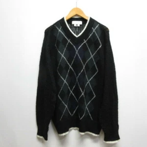 Comme des Garcons GANRYU Mohair Blend Knit Sweater M Black Argyle Pattern Used c - Picture 1 of 4