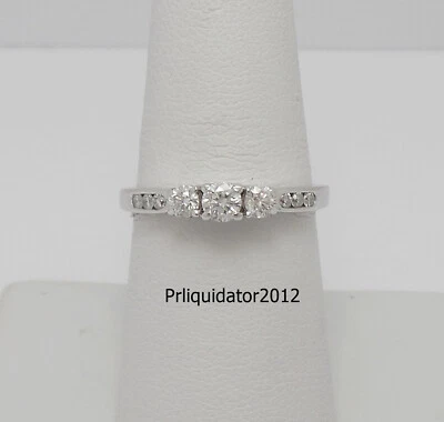 Anel de noiva de noivado de aniversário de diamante natural 1/2 quilate ouro branco 14K - Imagem 1 de 4