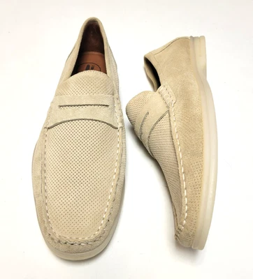 Nuevo JOHNNIE-O Gamuza CUERO Newport Penny Mocasines Para Hombre EE. UU. 10 M Beige Sin Cordones Foto 1 de 4